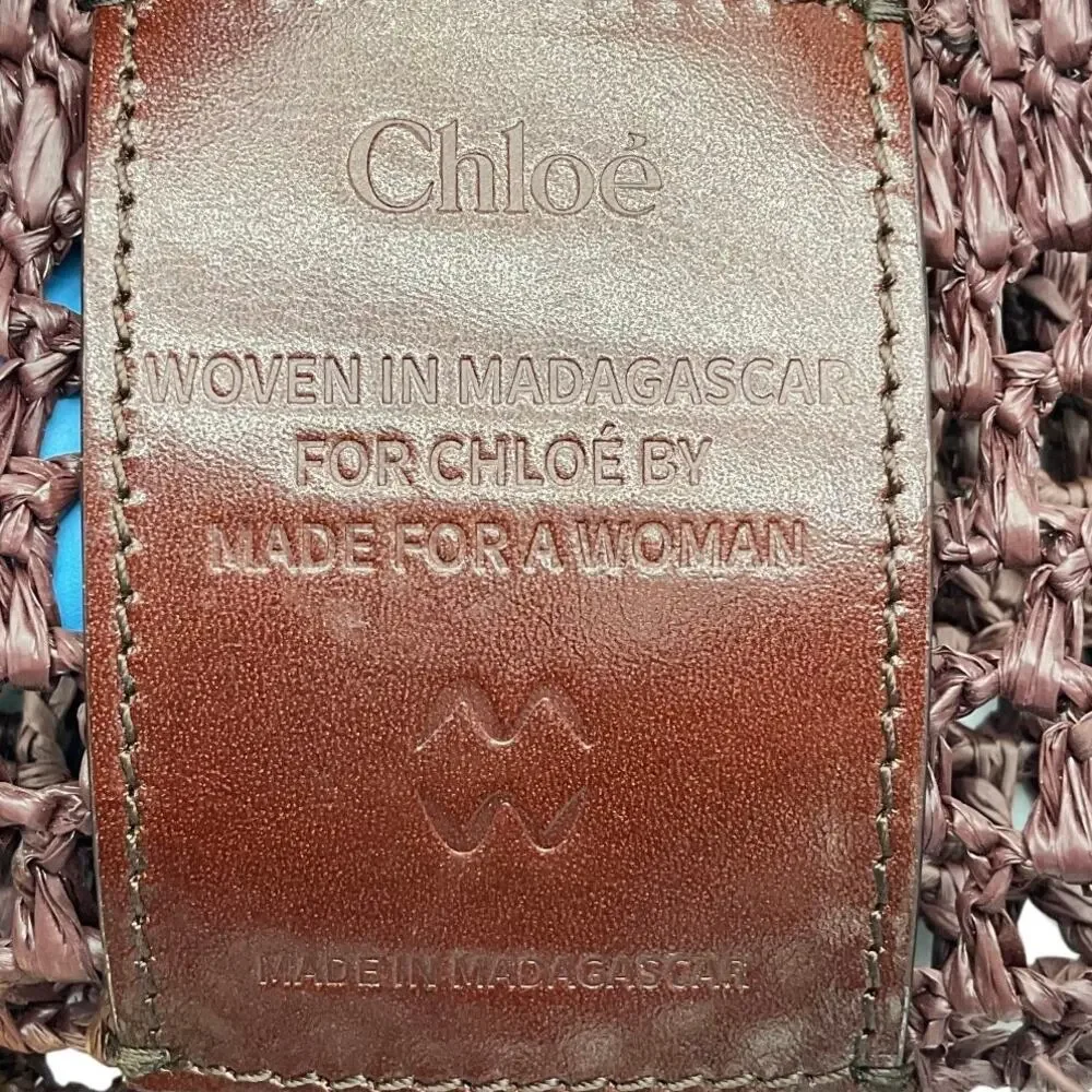 Chloe Woven Kohl Brown Summer Banana Tote Bag Size Small